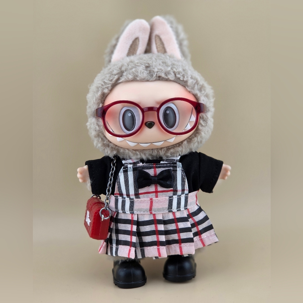 Fits Labubu Clothes Plaid Dress